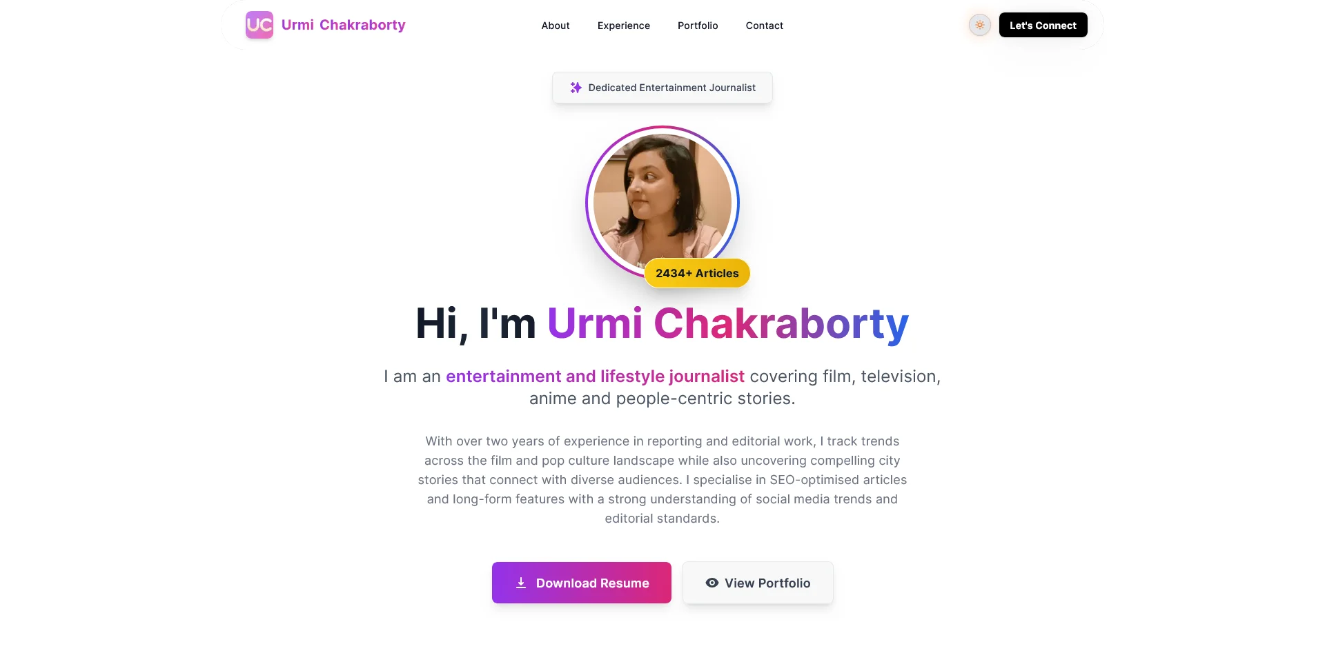 Journalist Portfolio & CMS preview