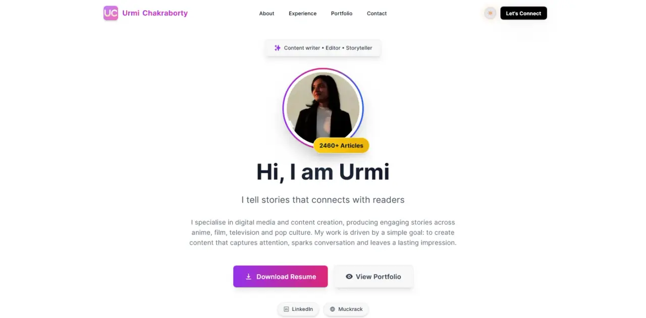 Journalist Portfolio & CMS preview 1