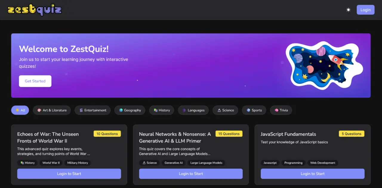 ZestQuiz preview 1